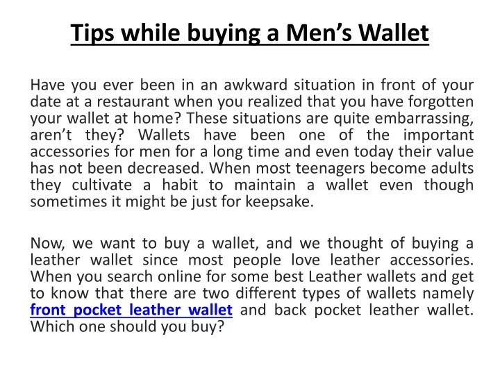 tips while buying a men s wallet