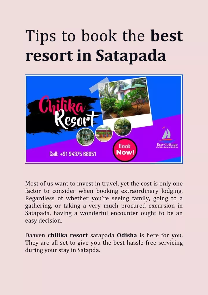 tips to book the best resort in satapada
