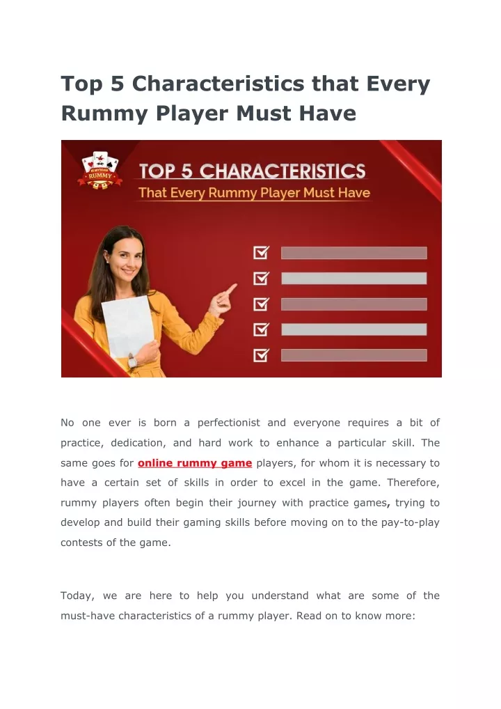 top 5 characteristics that every rummy player