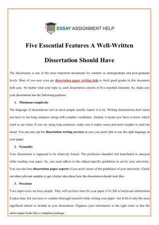 five essential features a well written