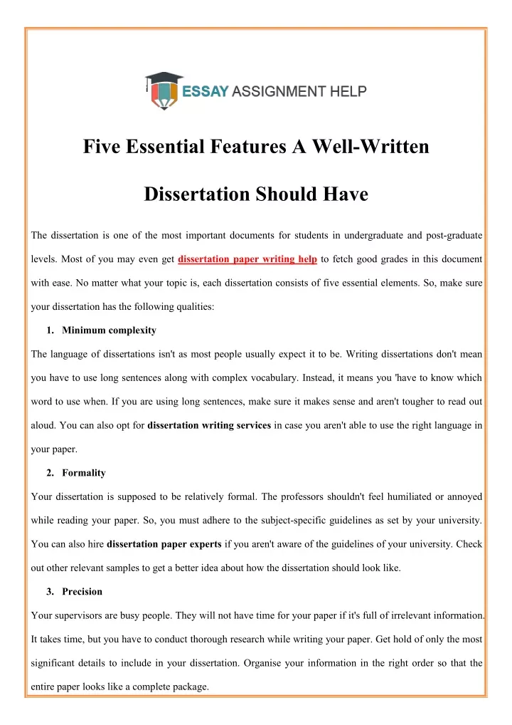 five essential features a well written