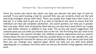 Job Search Tips - Tips on Searching For Task Opportunities