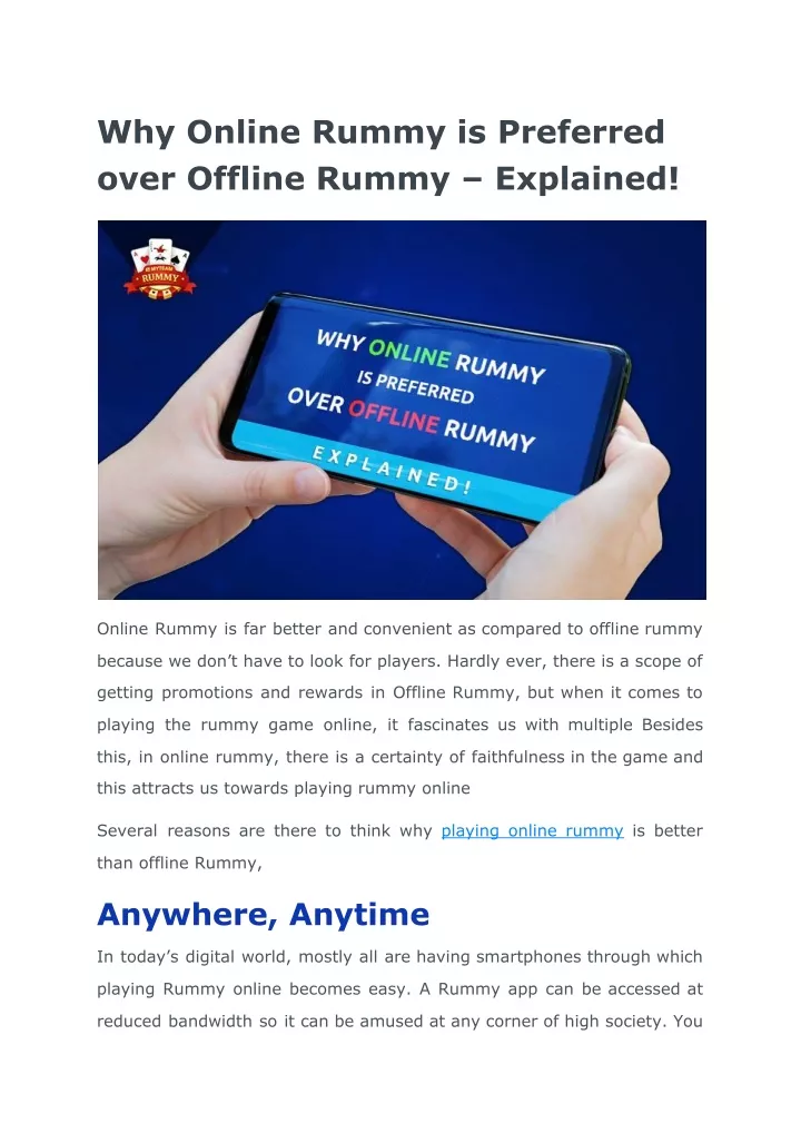 why online rummy is preferred over offline rummy