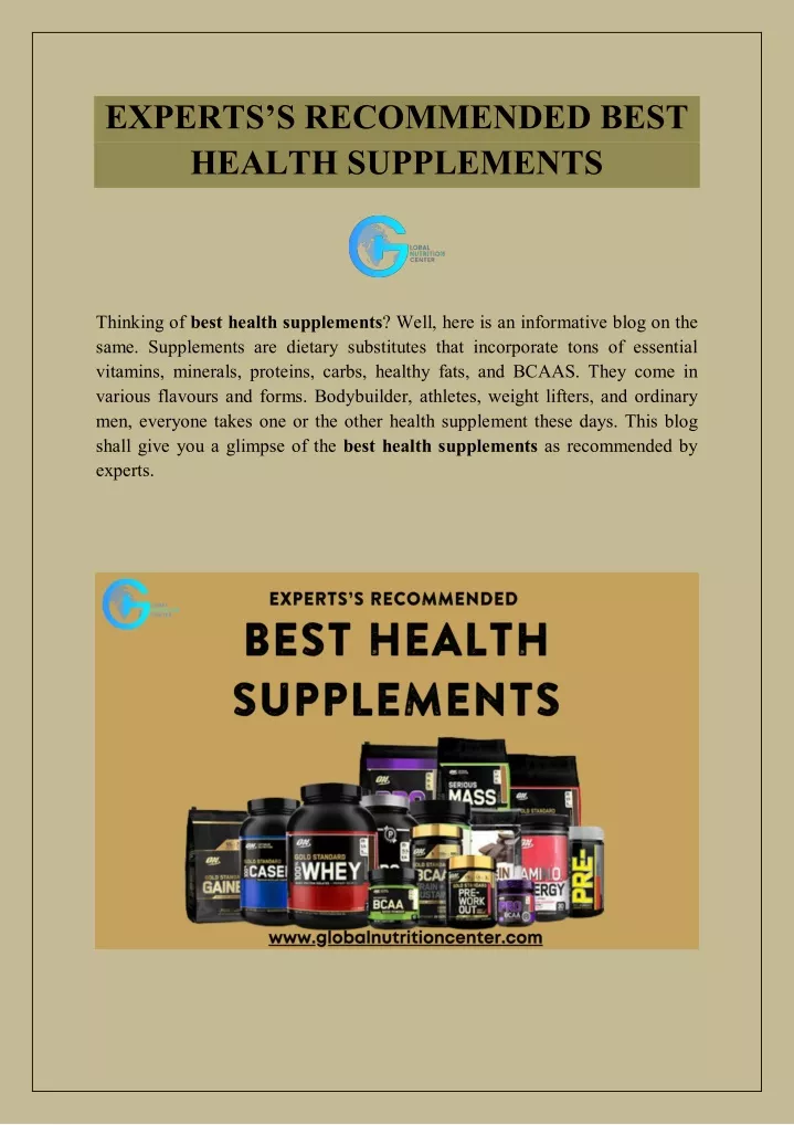 experts s recommended best health supplements