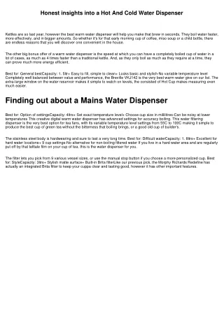 honest insights into a hot and cold water