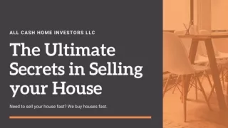 The Ultimate Secrets in Selling your House