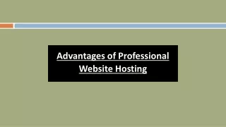advantages of professional website hosting