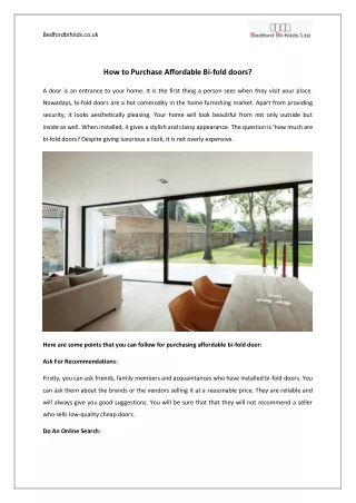 How to Purchase Affordable Bi-fold doors?