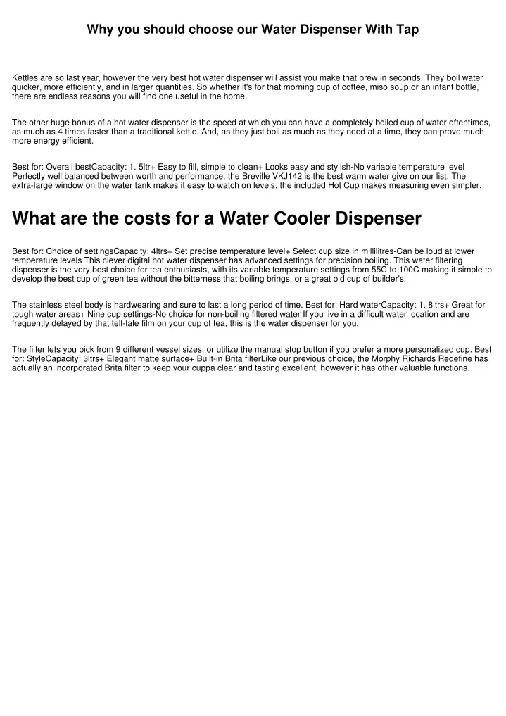 why you should choose our water dispenser with tap