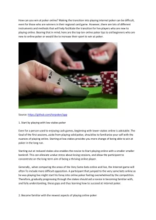 how can you win at poker online making