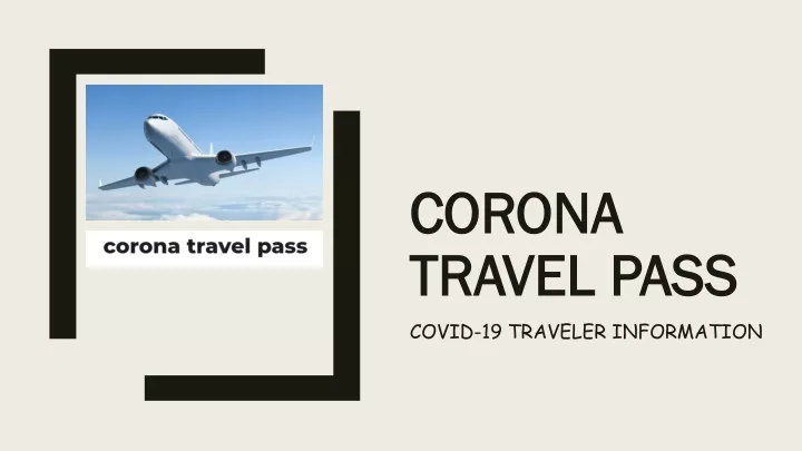 corona travel pass