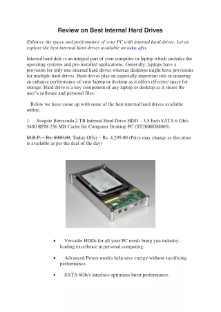 review on best internal hard drives