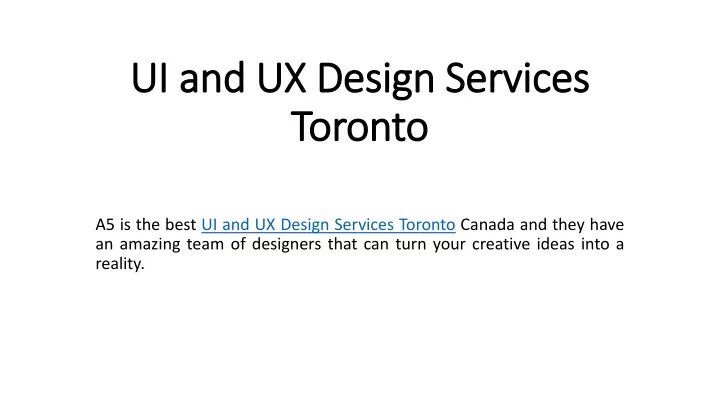 ui and ux design services toronto