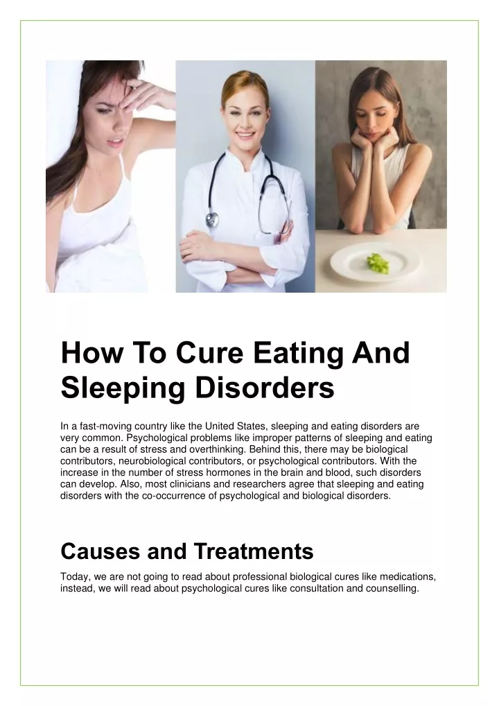 how to cure eating and sleeping disorders