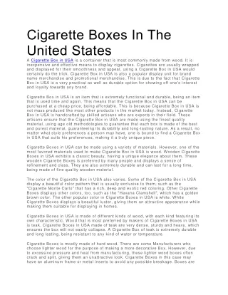 cigarette boxes in the united states a cigarette
