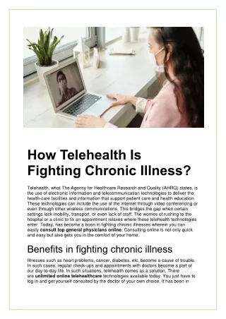 How Telehealth Is Fighting Chronic Illness?