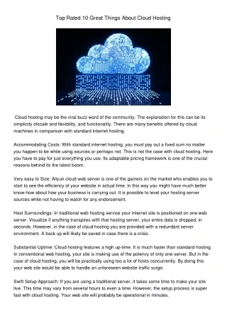 top rated 10 great things about cloud hosting