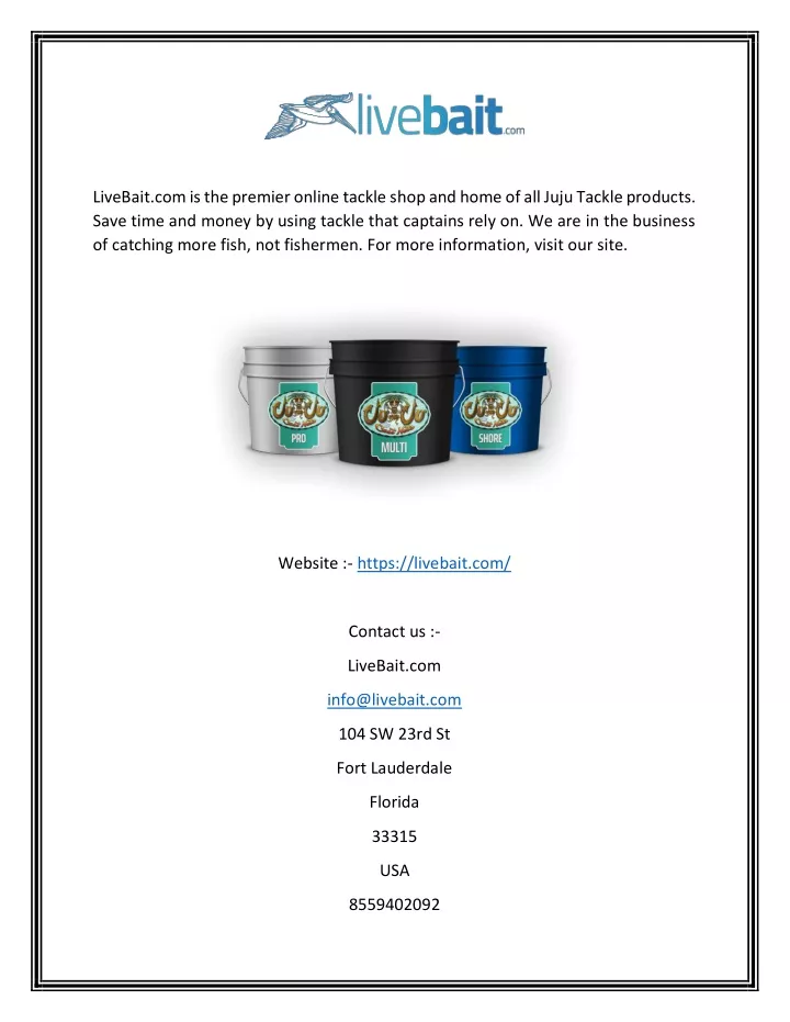 livebait com is the premier online tackle shop