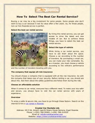 How To  Select The Best Car Rental Service