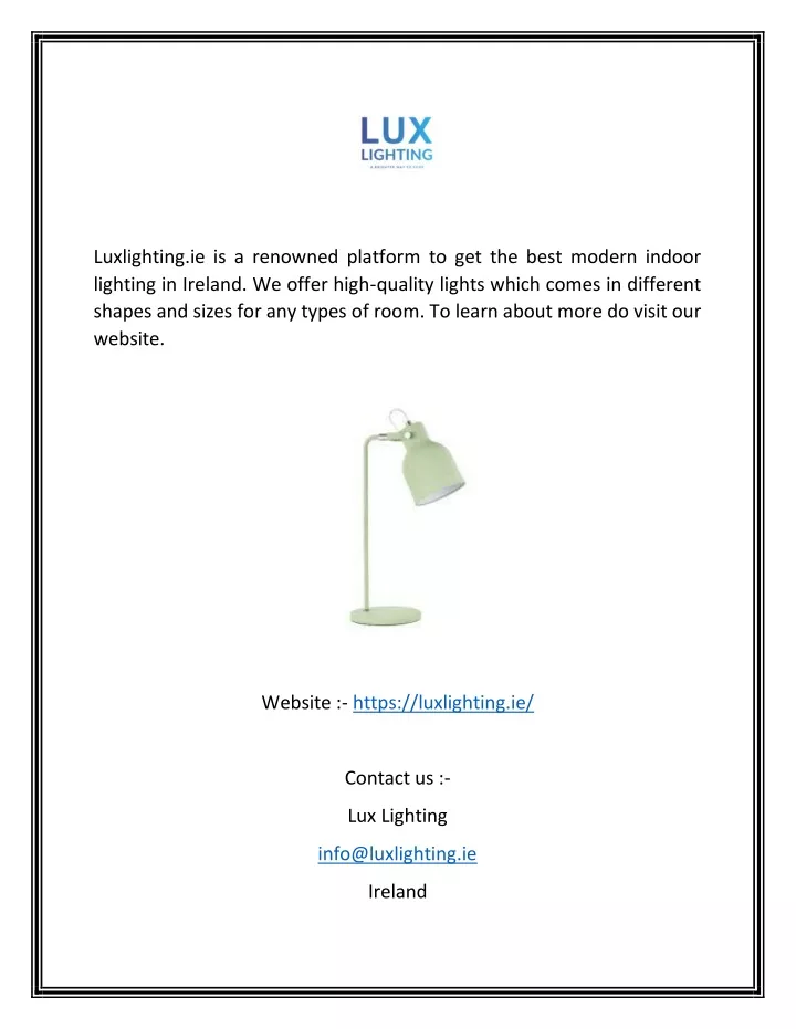 luxlighting ie is a renowned platform