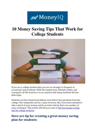 10 Money Saving Tips That Work for College Students