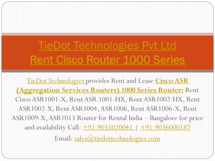 tiedot technologies pvt ltd rent cisco router 1000 series