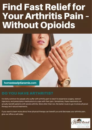Find Fast Relief for Your Arthritis Pain – Without Opioids