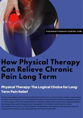 How Physical Therapy Can Relieve Chronic Pain Long Term