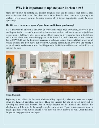 why is it important to update your kitchen now