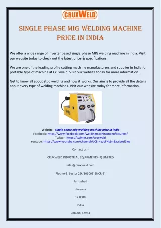 single phase mig welding machine price in india