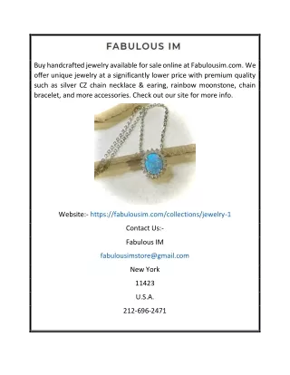 Handcrafted Jewelry for Sale Online | Fabulousim.com