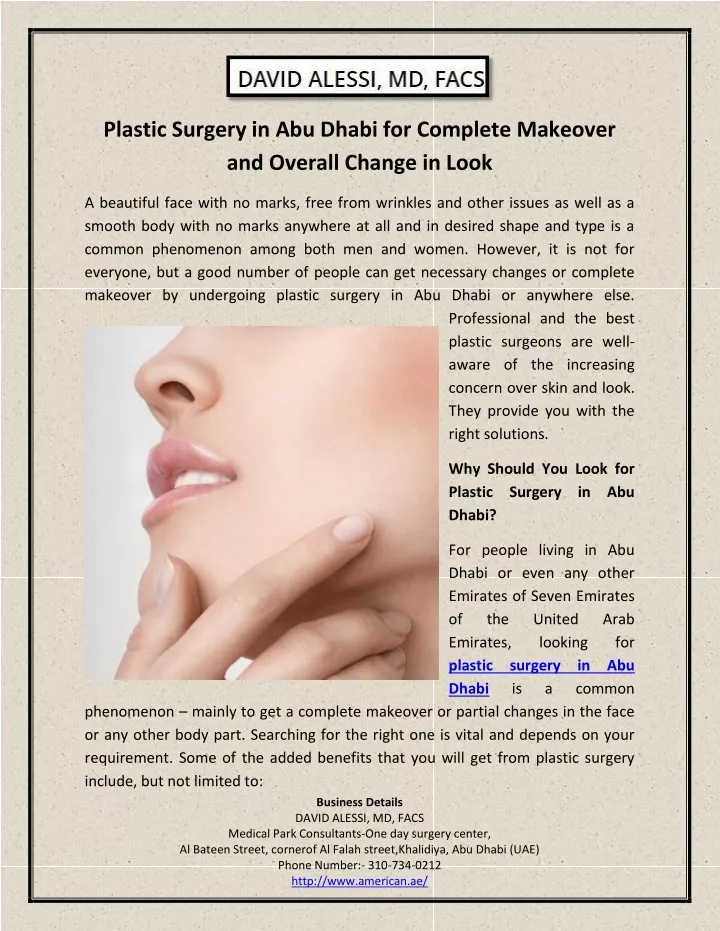plastic surgery in abu dhabi for complete