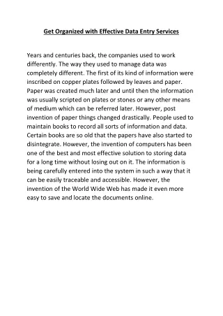 get organized with effective data entry services