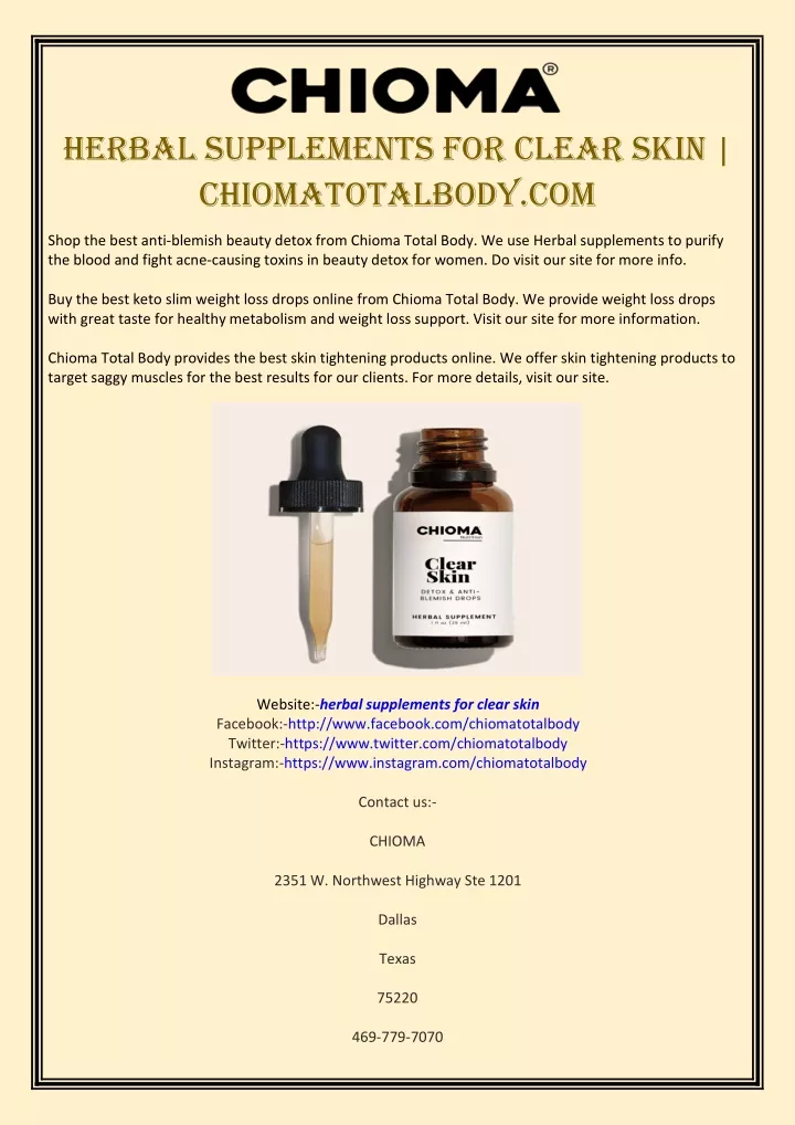 herbal supplements for clear skin chiomatotalbody