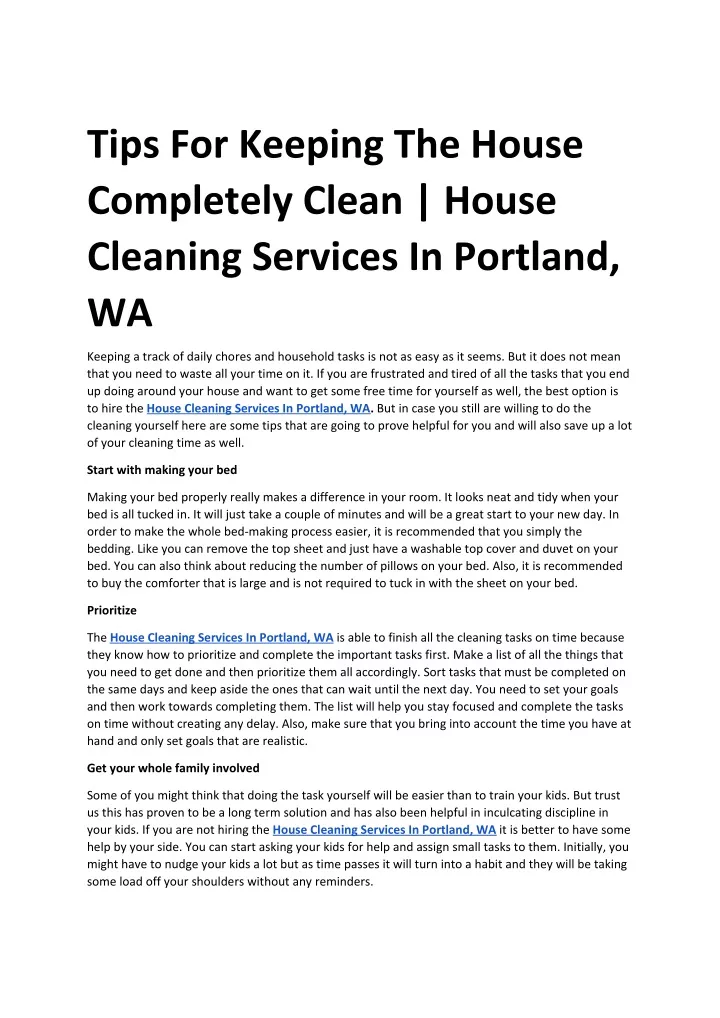tips for keeping the house completely clean house