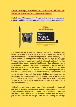 servo voltage stabilizer a protective shield