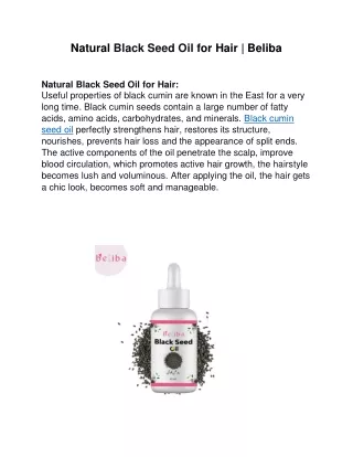 Natural Black Seed Oil For Hair