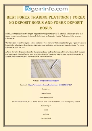 Best Forex Trading Platform | Forex No Deposit Bonus and Forex Deposit Bonus