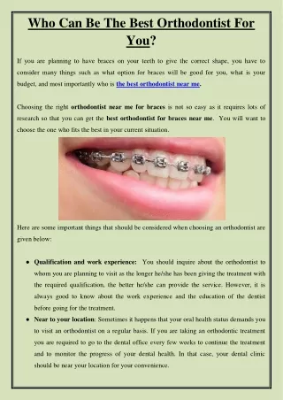 Who Can Be The Best Orthodontist For You?