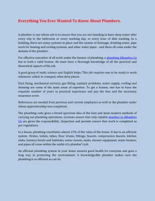 everything you ever wanted to know about plumbers