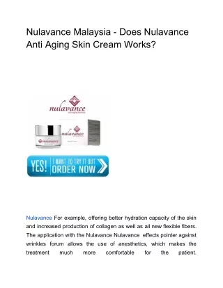 Nulavance Malaysia - Does Nulavance Anti Aging Skin Cream Works?