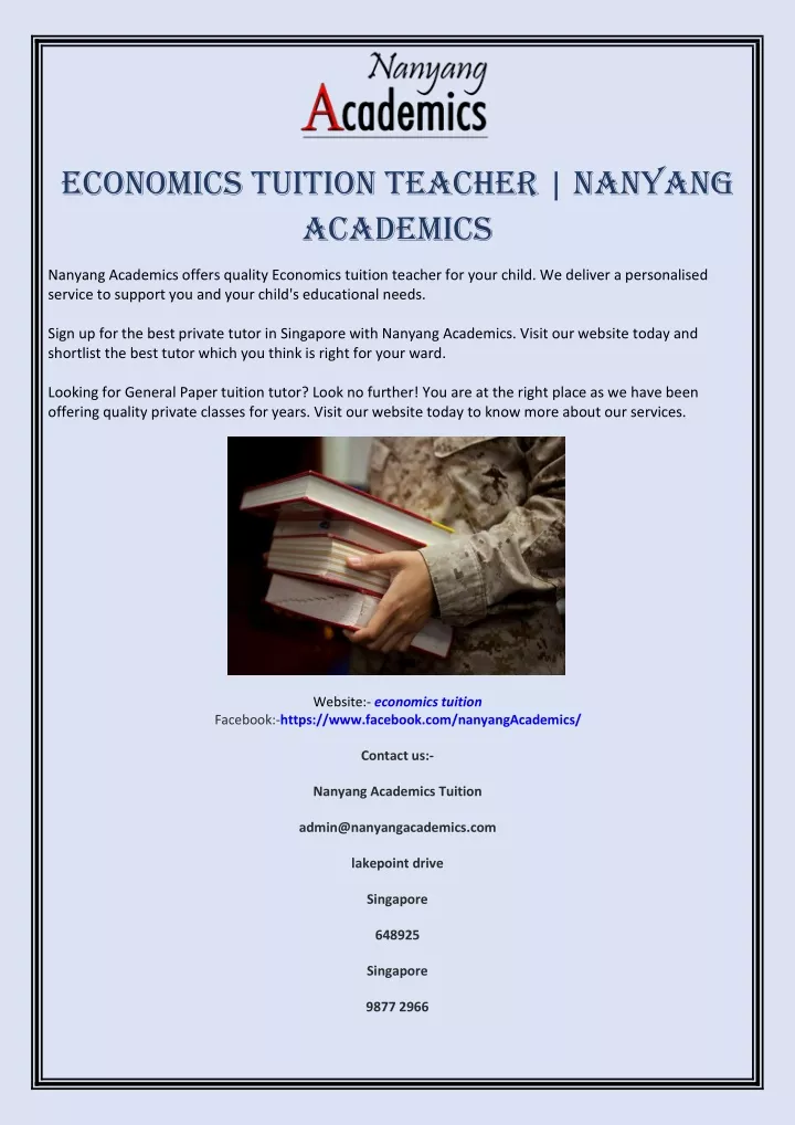 economics tuition teacher nanyang academics