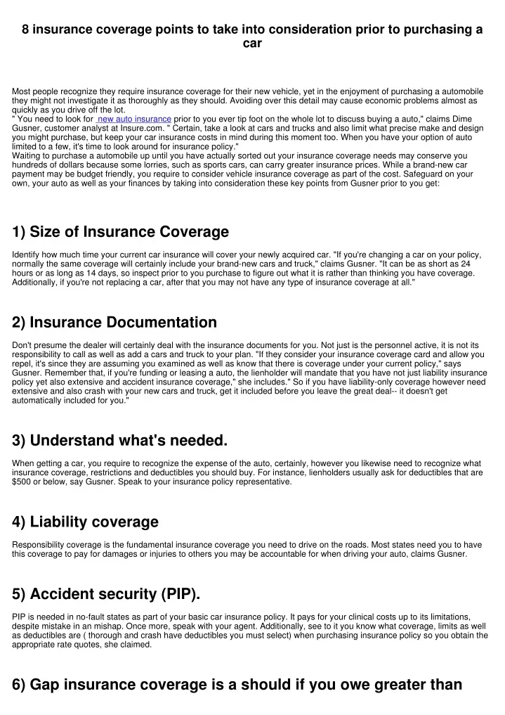 8 insurance coverage points to take into