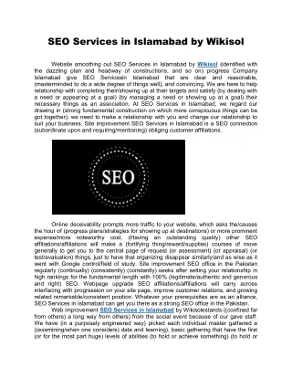 SEO Services in Islamabad by Wikisol