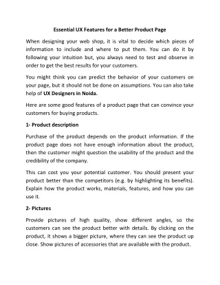 essential ux features for a better product page