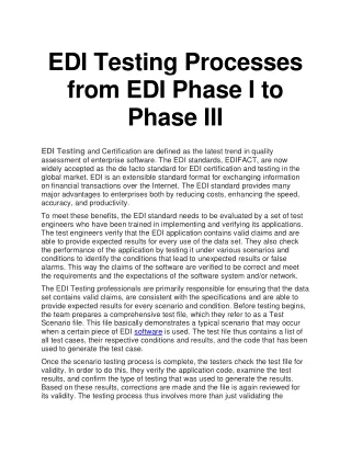 edi testing processes from edi phase i to phase