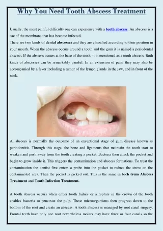 why you need tooth abscess treatment usually