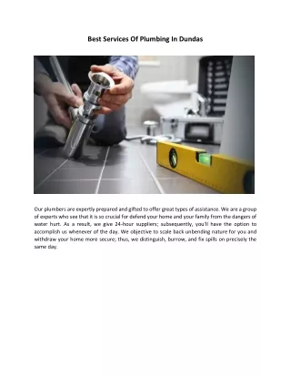 best services of plumbing in dundas