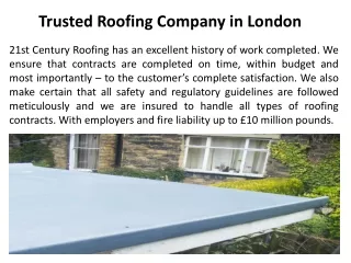 Trusted Roofing Company in London