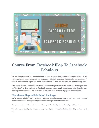 Course_From Facebook Flop To Facebook Fabulous